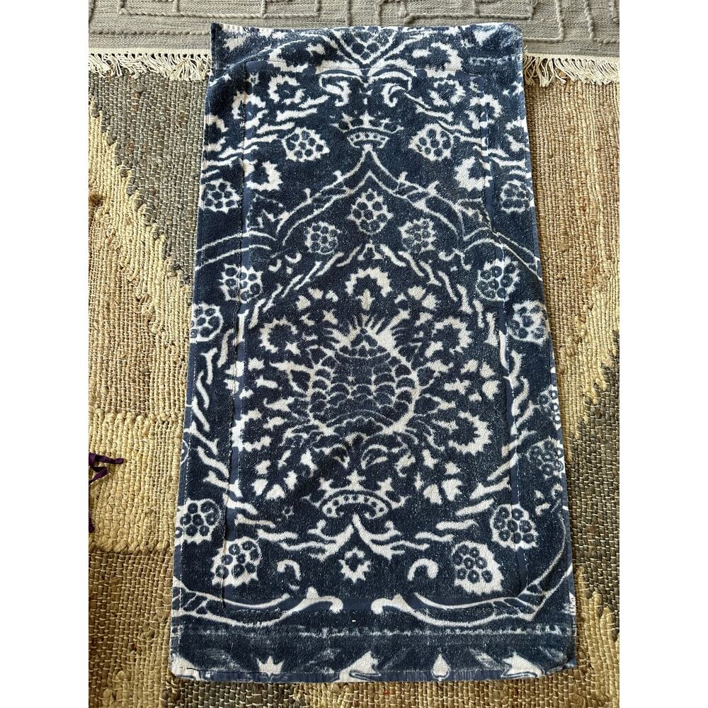 FRESCO Towel Damask Royal Blue white Terry Turkish Cotton hand towel or bath rug